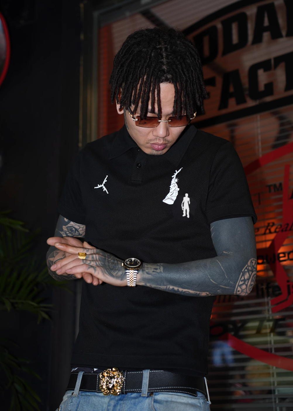 TGFCLUB Statue of Liberty Embroidery Slim Fit Polo | Face 3 Face