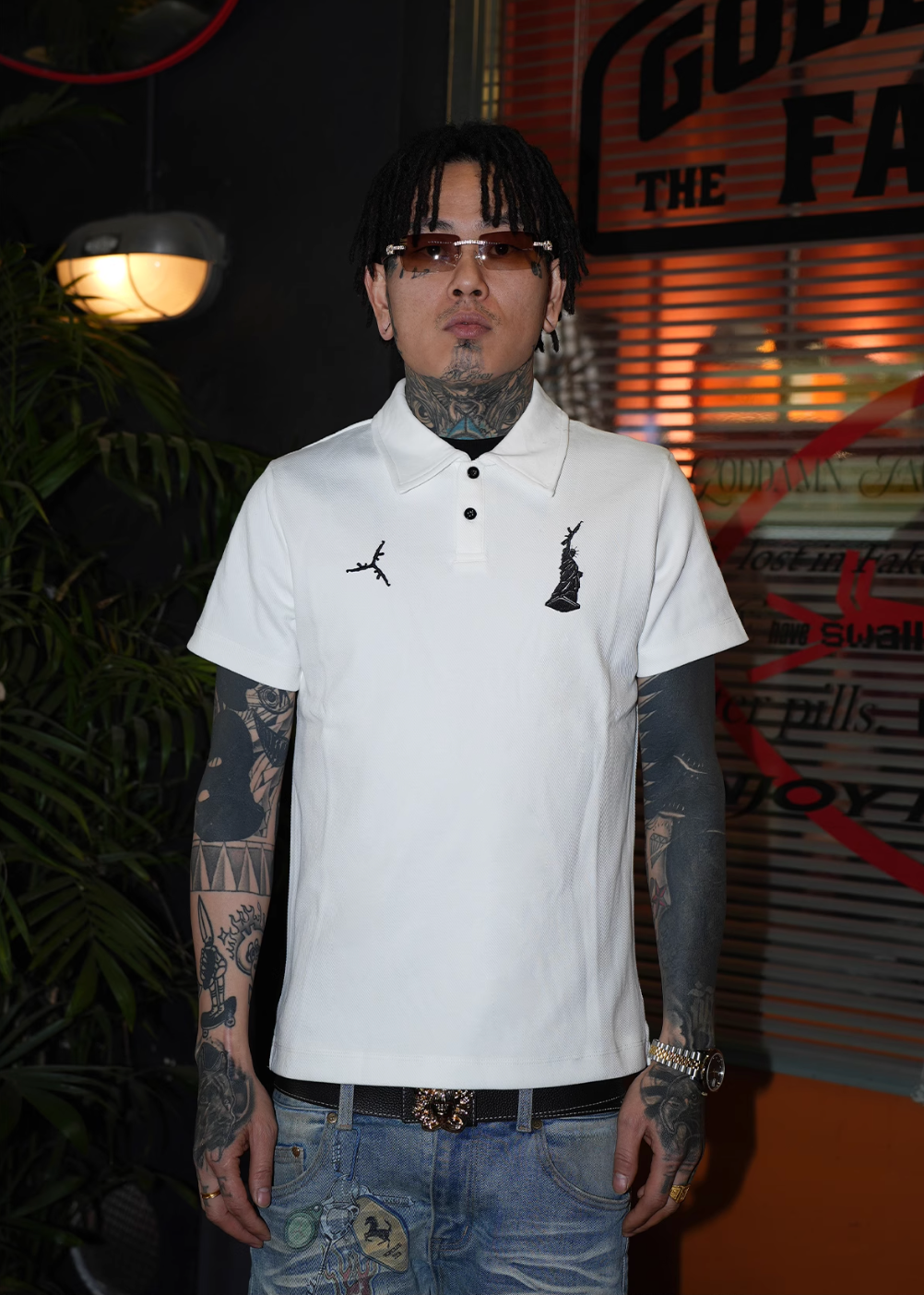 TGFCLUB Statue of Liberty Embroidery Slim Fit Polo | Face 3 Face