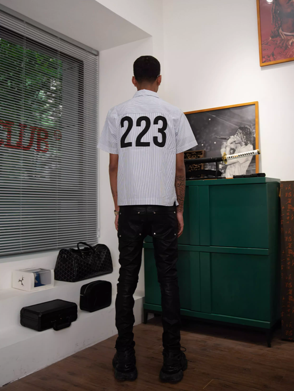 TGFCLUB 223 Print Stripe Short Sleeve Shirt | Face 3 Face