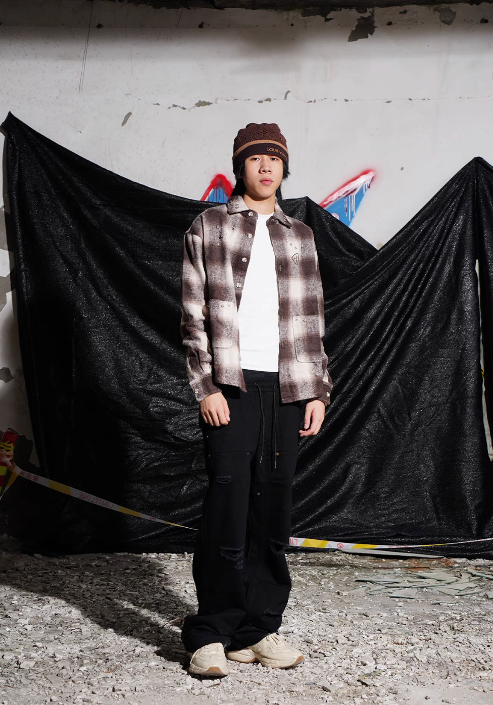 TGFCLUB Plaid Embroidered Rhinestone Long Sleeve Shirt | Face 3 Face