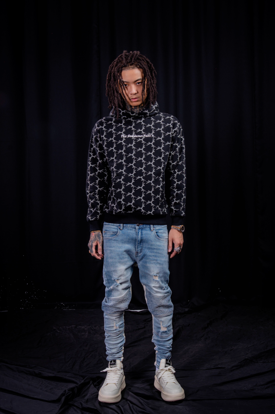 TGFCLUB Full Print Embroidered Hoodie | Face 3 Face