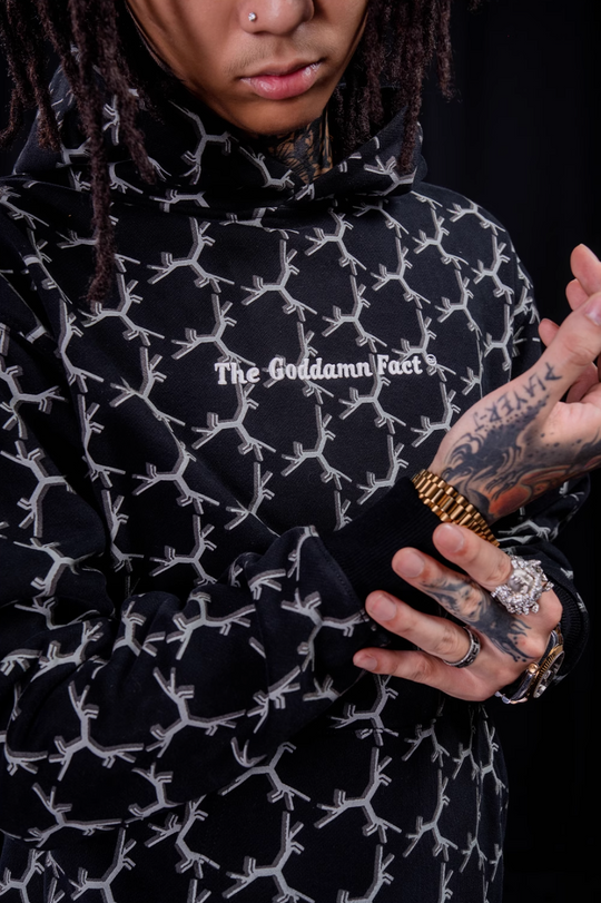 TGFCLUB Full Print Embroidered Hoodie | Face 3 Face