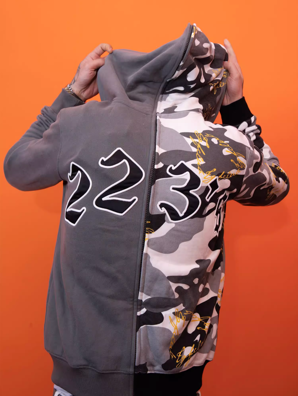 TGFCLUB 223 Embroidered Removable Zip Panel Hoodie | Face 3 Face