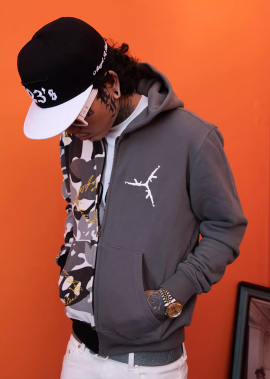 TGFCLUB 223 Embroidered Removable Zip Panel Hoodie | Face 3 Face