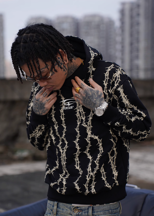 TGFCLUB Thorns Full Print Logo Embroidered Hoodie | Face 3 Face