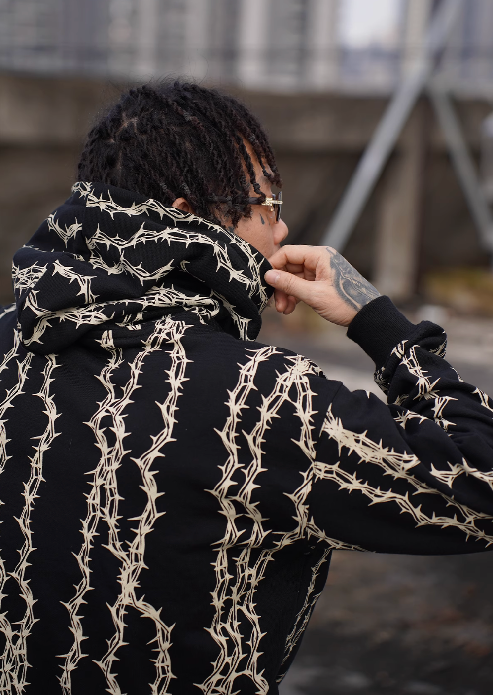 TGFCLUB Thorns Full Print Logo Embroidered Hoodie | Face 3 Face