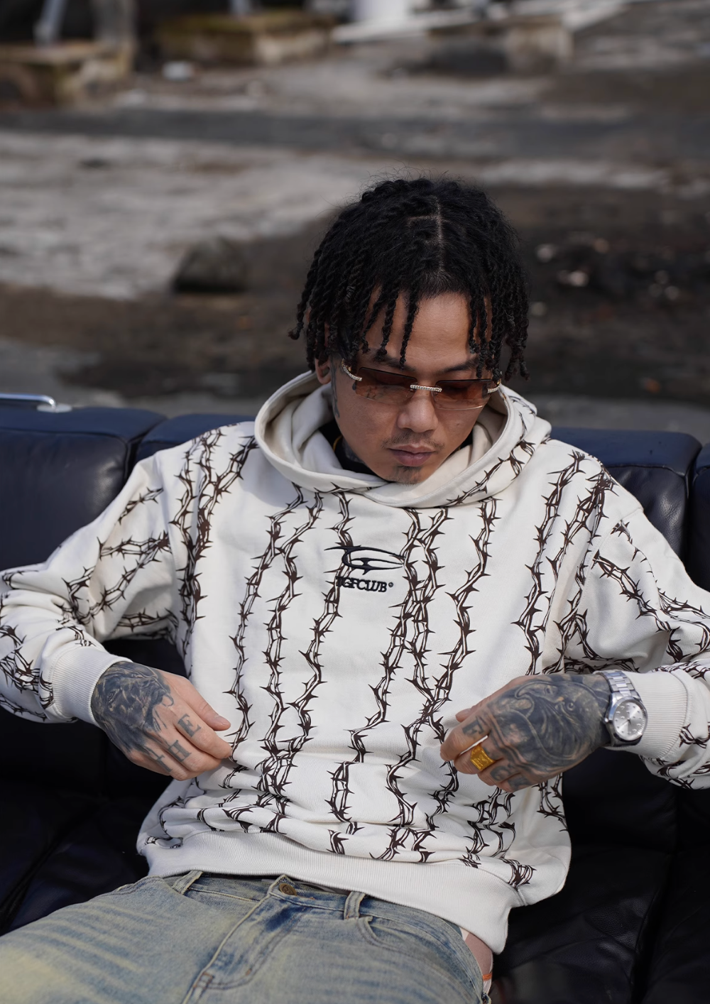 TGFCLUB Thorns Full Print Logo Embroidered Hoodie | Face 3 Face