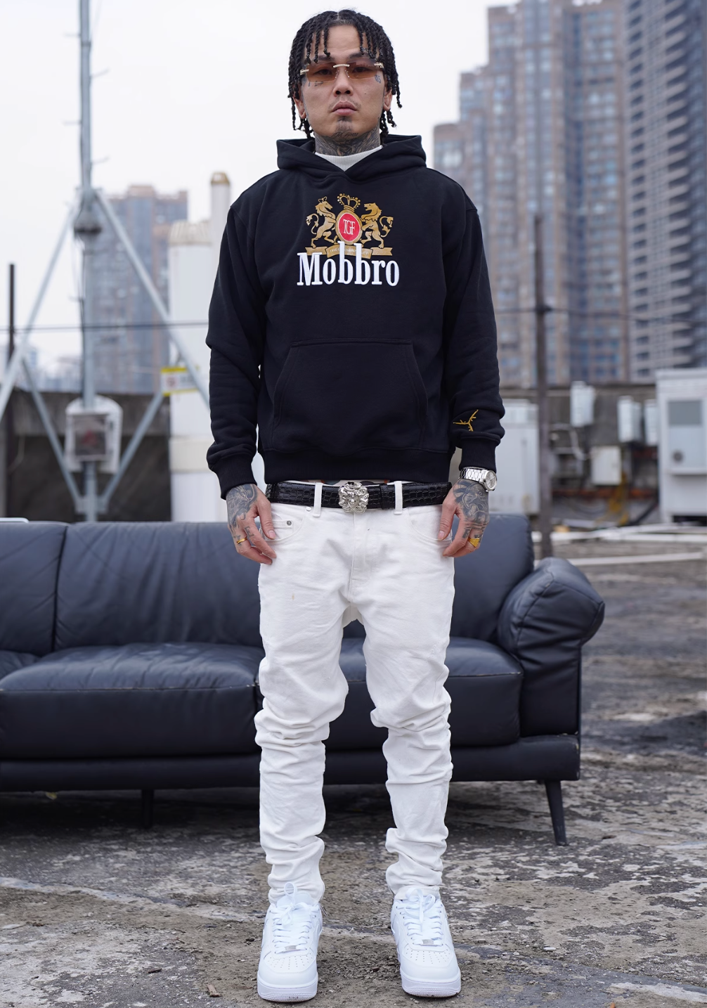 TGFCLUB Mobbro Embroidered Print Hoodie | Face 3 Face