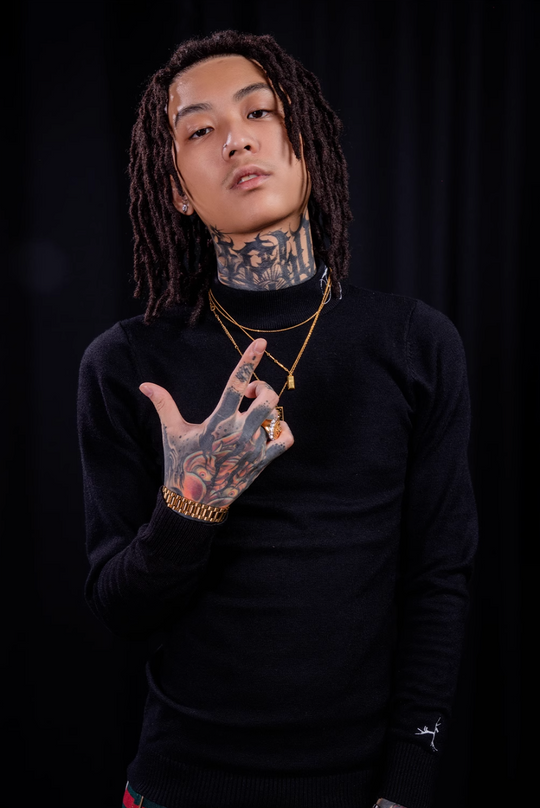 TGFCLUB Embroidered Half Turtleneck Slim Fit Knit Sweater | Face 3 Face