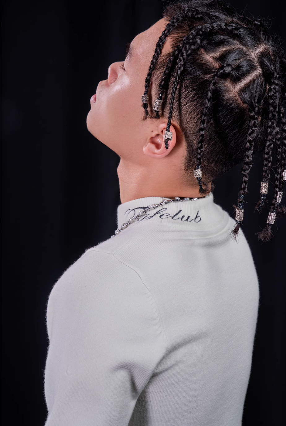 TGFCLUB Embroidered Half Turtleneck Slim Fit Knit Sweater | Face 3 Face