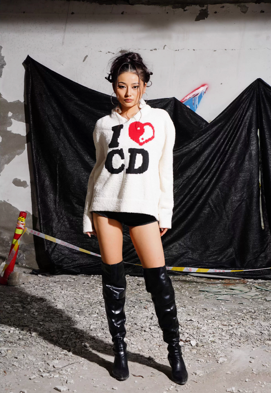 TGFCLUB I LOVE CD Half Zip Fleece Knit Sweater | Face 3 Face