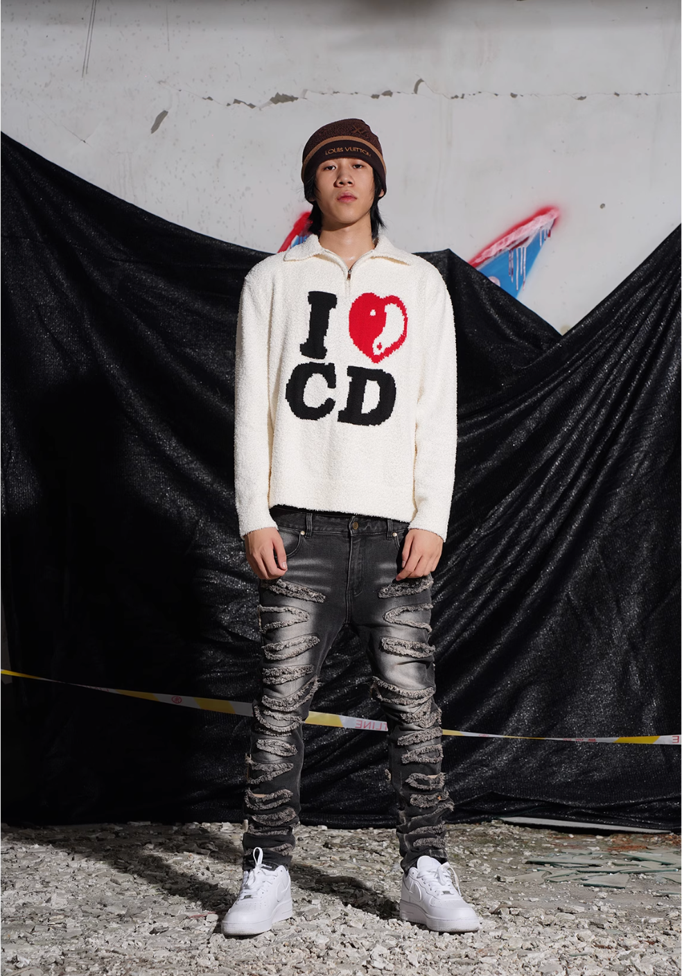 TGFCLUB I LOVE CD Half Zip Fleece Knit Sweater | Face 3 Face