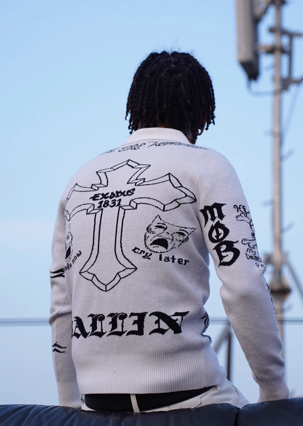 TGFCLUB 2PAC Tattoo Slim Fit Polo Knit Sweater | Face 3 Face