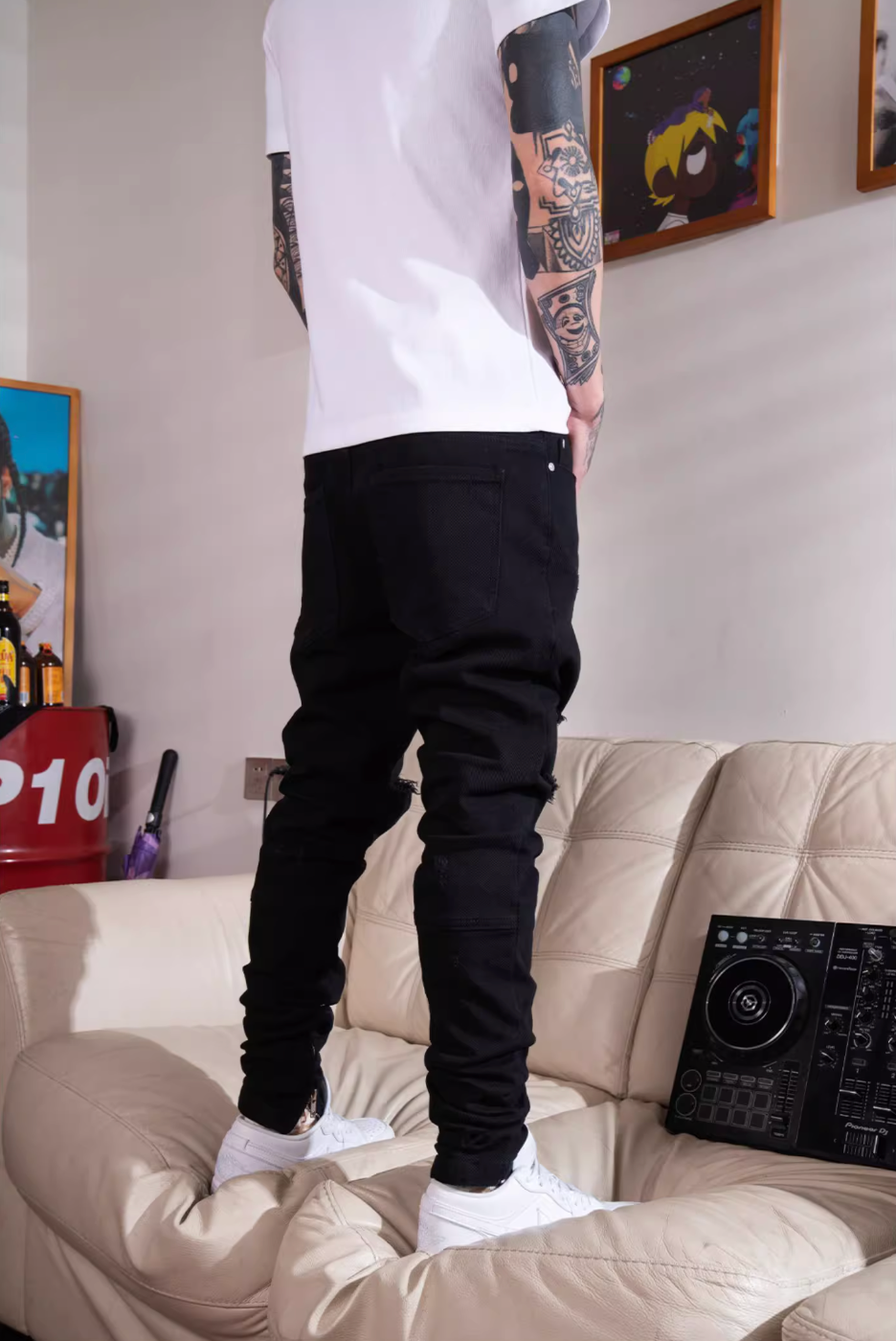 TGFCLUB Washed Distressed Slim Fit Stretch Jeans | Face 3 Face