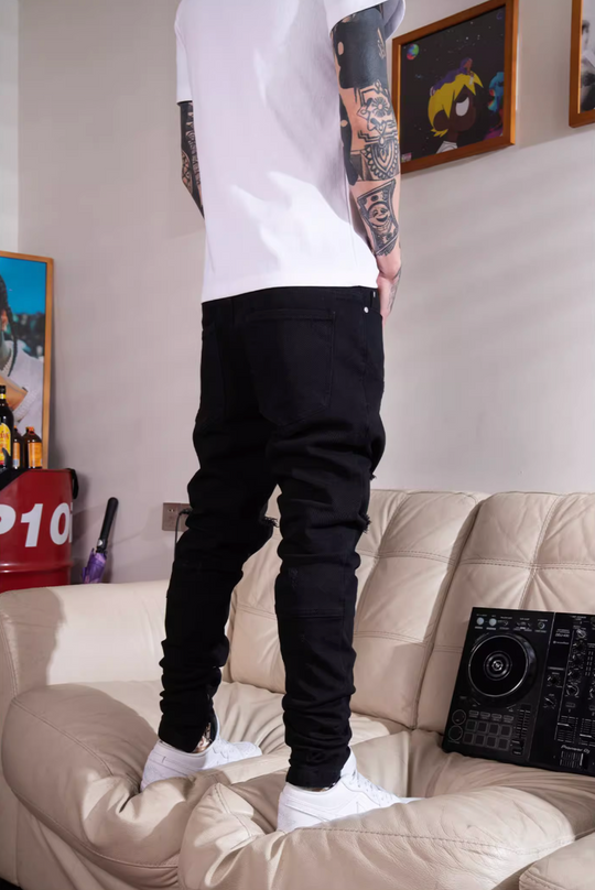 TGFCLUB Washed Distressed Slim Fit Stretch Jeans | Face 3 Face