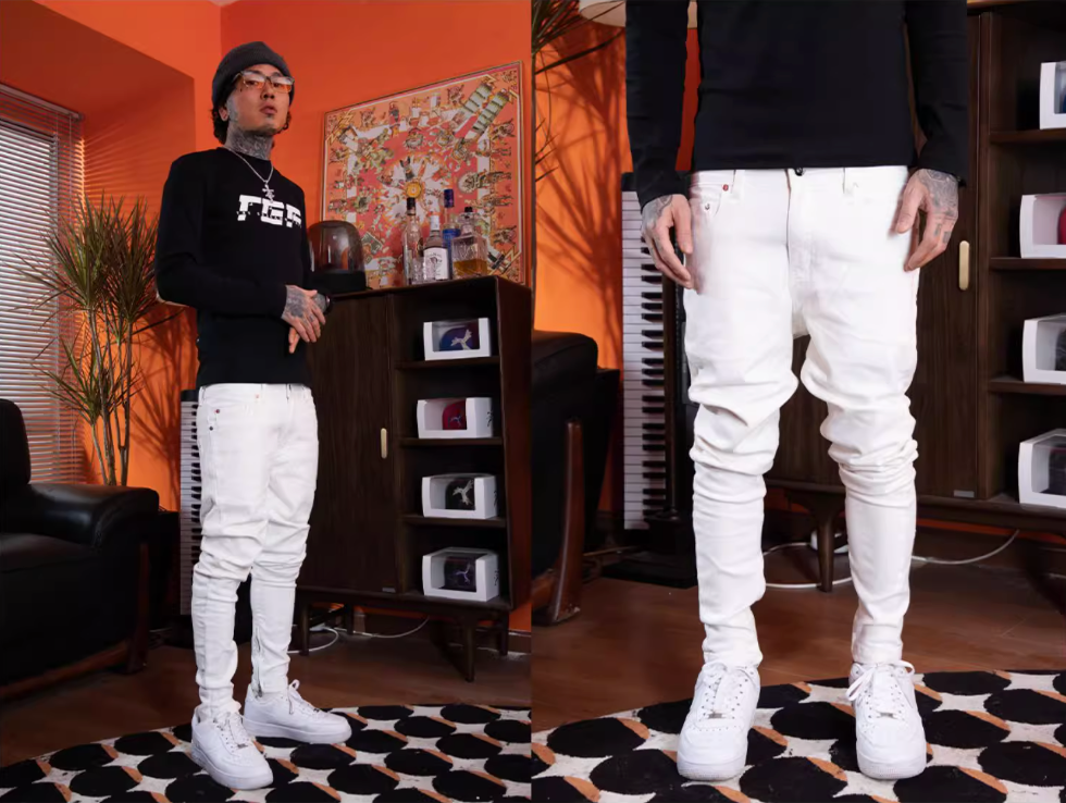 TGFCLUB Leather Patch Washed Slim Fit Jeans | Face 3 Face