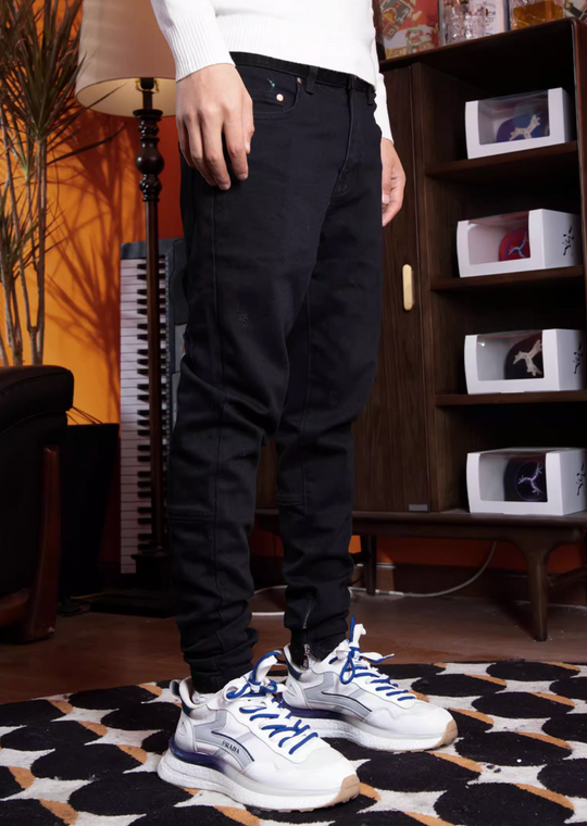 TGFCLUB Leather Patch Washed Slim Fit Jeans | Face 3 Face