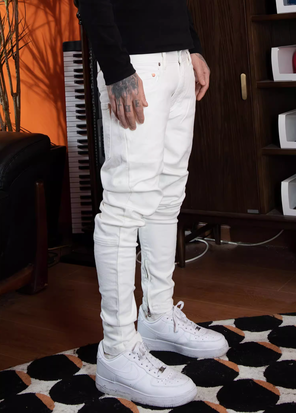 TGFCLUB Leather Patch Washed Slim Fit Jeans | Face 3 Face