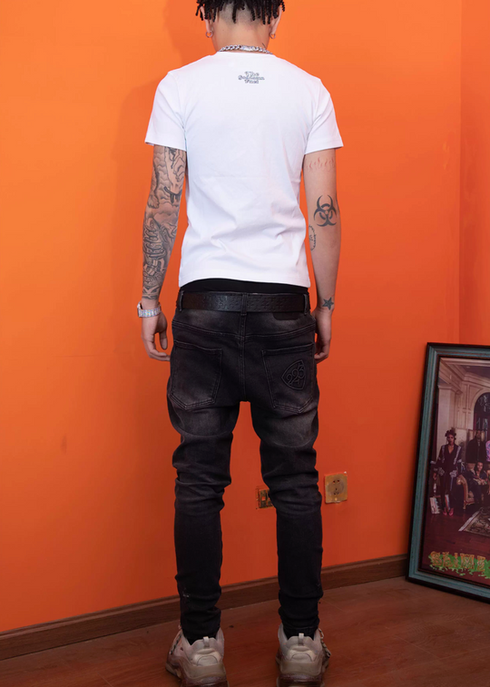 TGFCLUB 3D Embroidered Washed Slim Fit Jeans | Face 3 Face