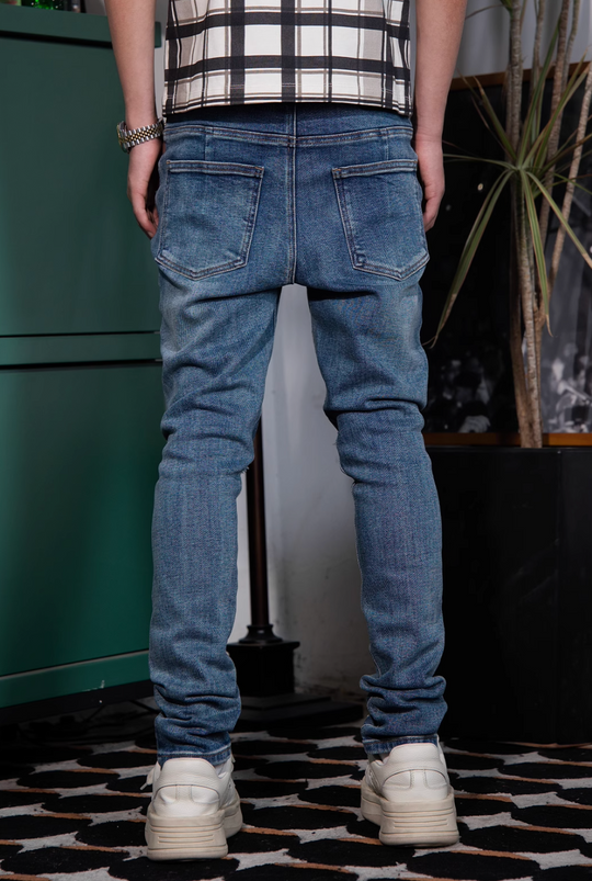 TGFCLUB Washed Cut Holes Slim Fit Stretch Jeans | Face 3 Face
