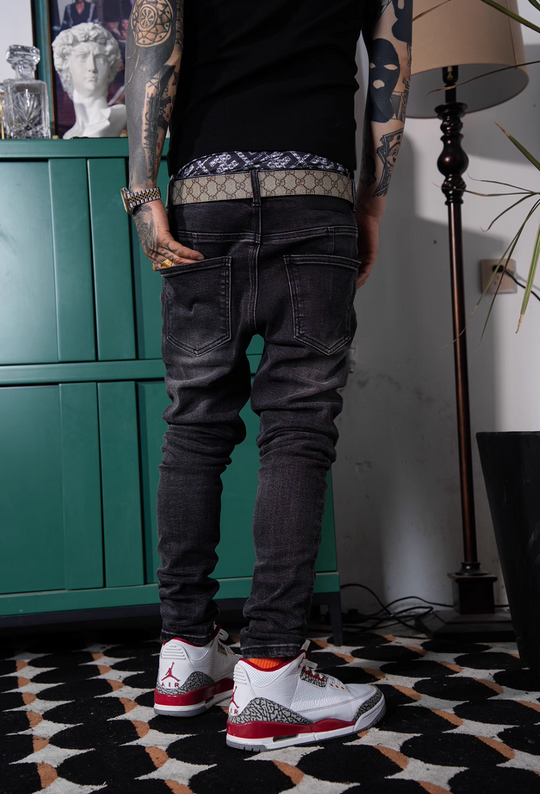 TGFCLUB Washed Cut Holes Slim Fit Stretch Jeans | Face 3 Face