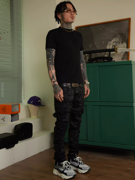 TGFCLUB Coated Wax Slim Fit Jeans | Face 3 Face