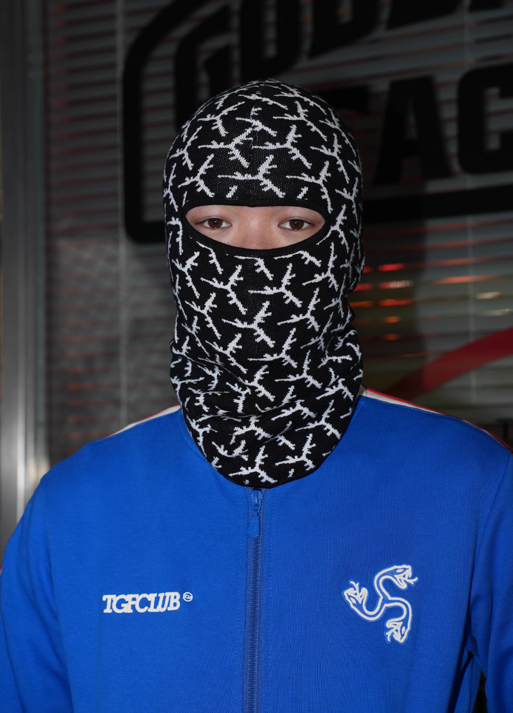 TGFCLUB All Over Logo Knit Face Mask | Face 3 Face