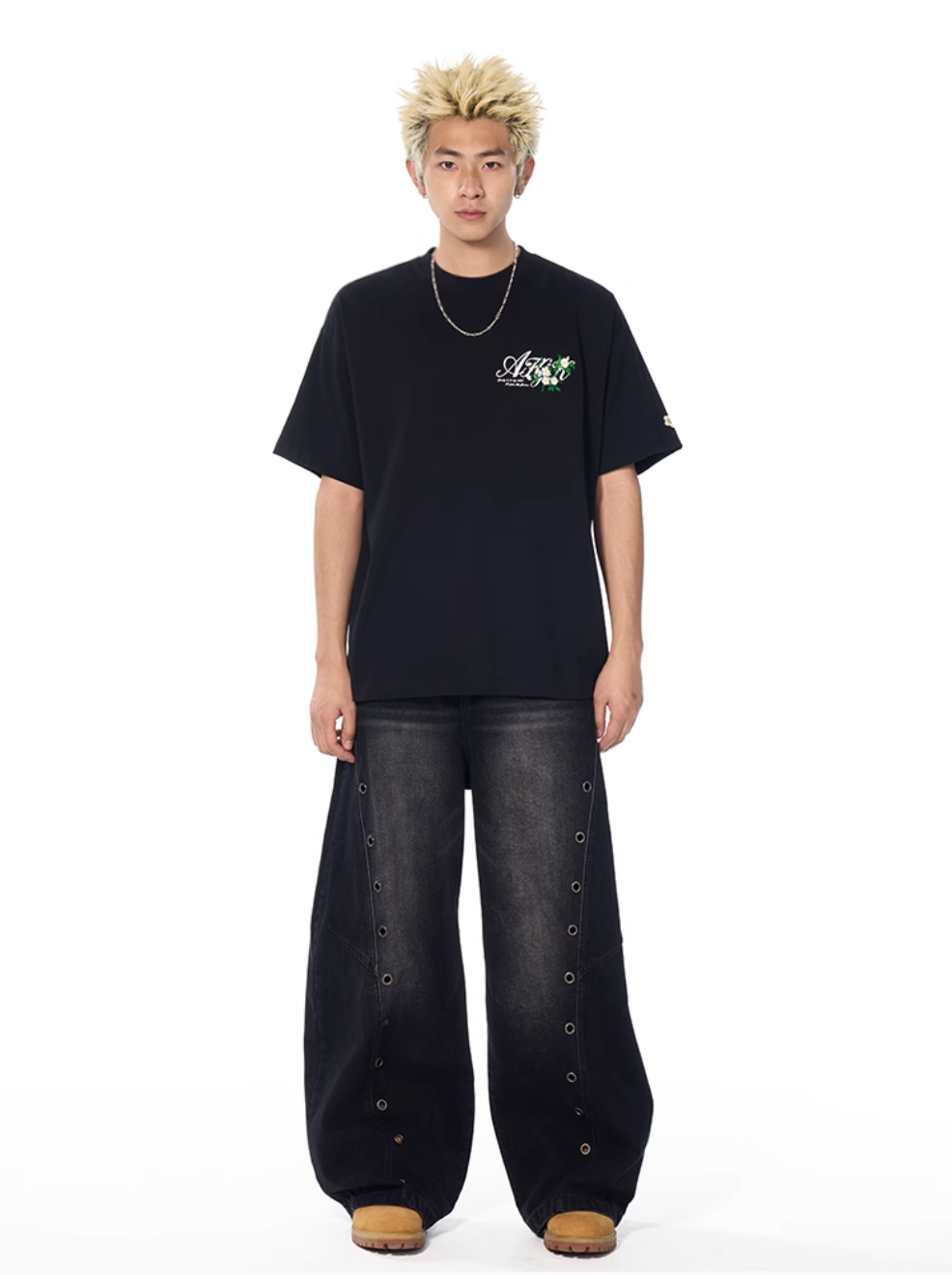 AFGK Flower Embroidered Logo Print Tee | Face 3 Face