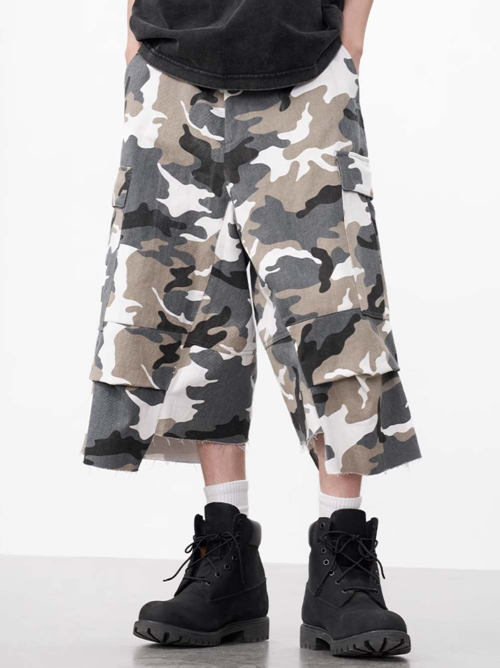 AFGK Camouflage Multi Pocket Destroyed Work Shorts | Face 3 Face