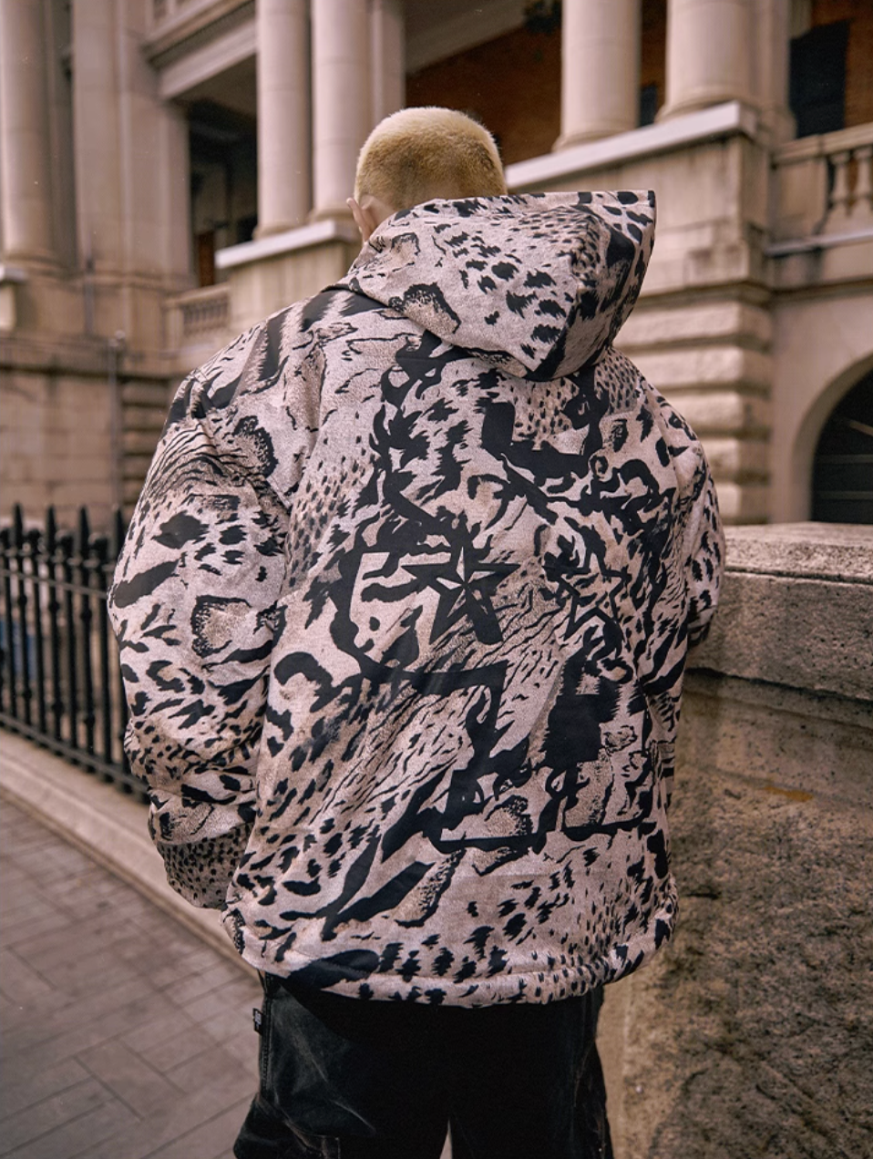 Remedy x STA STARMD SR Logo Leopard Print Hooded Mountain Jacket | Face 3 Face