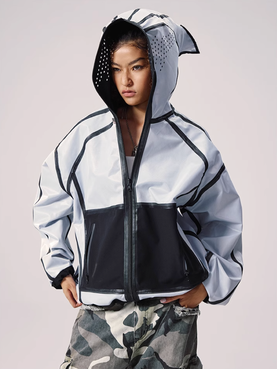 Remedy Devil Horn Hooded Windbreaker Jacket | Face 3 Face