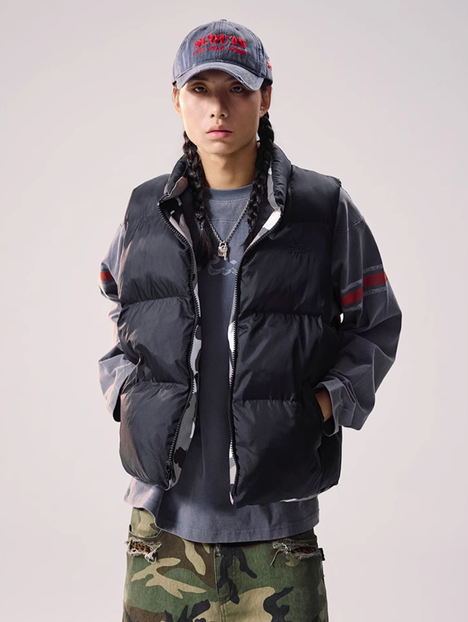 Remedy Camouflage Reversible Down Vest | Face 3 Face