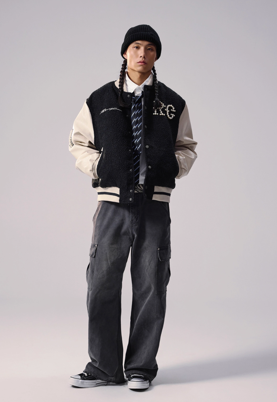 Remedy RMD Pearl Embroidered Leather Varsity Jacket | Face 3 Face