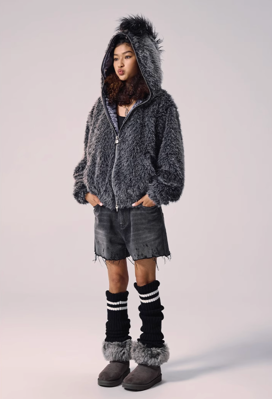 Remedy Faux Fur Mohawk Hooded Jacket | Face 3 Face