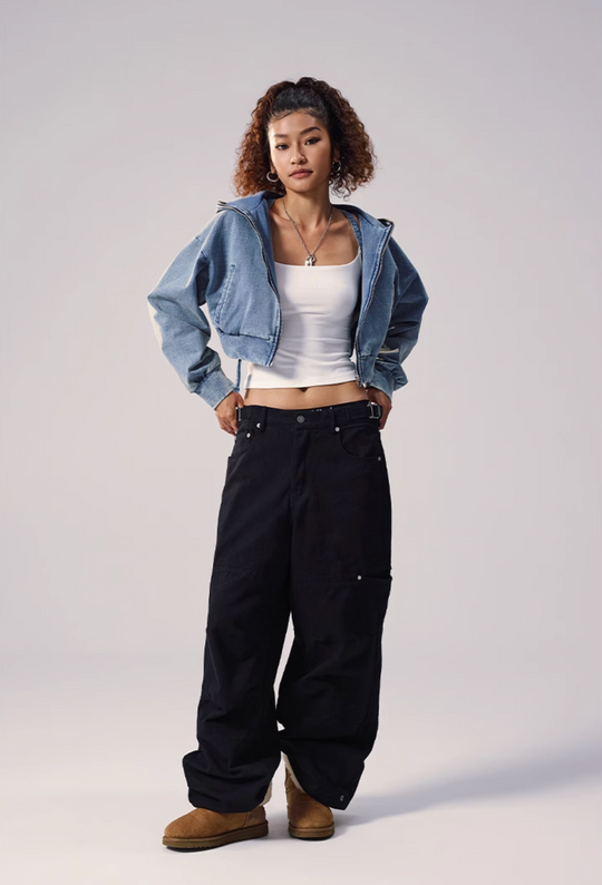 Remedy Backpack Design Washed Denim Short Jacket | Face 3 Face