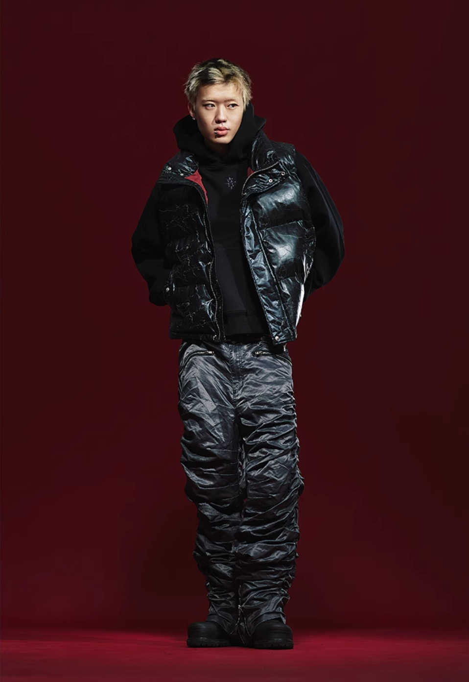 Remedy Cracked Design Puffer Vest | Face 3 Face