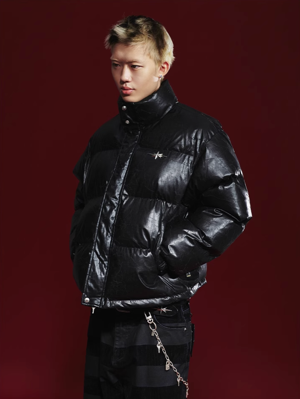 Remedy Cracked Design Puffer Jacket | Face 3 Face