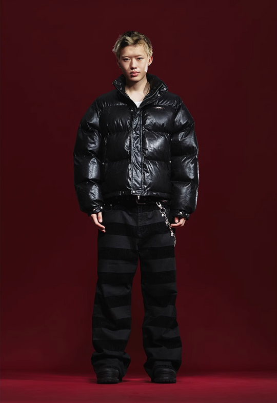 Remedy Cracked Design Puffer Jacket | Face 3 Face