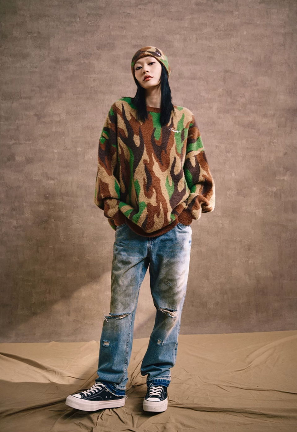 Remedy Flame Camouflage Knit Sweater | Face 3 Face