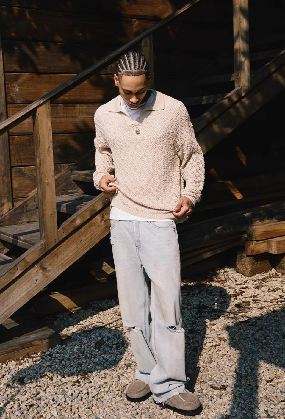 Remedy Mesh Polo Knit Sweater | Face 3 Face