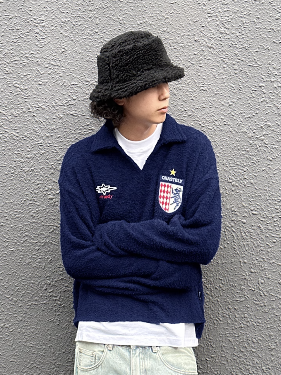 Remedy Number Patch Embroidered Polo Knit Sweater | Face 3 Face