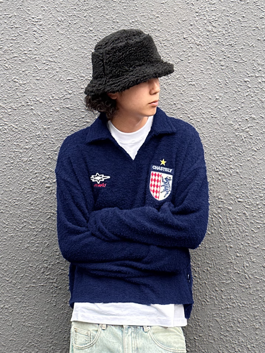 Remedy Number Patch Embroidered Polo Knit Sweater | Face 3 Face