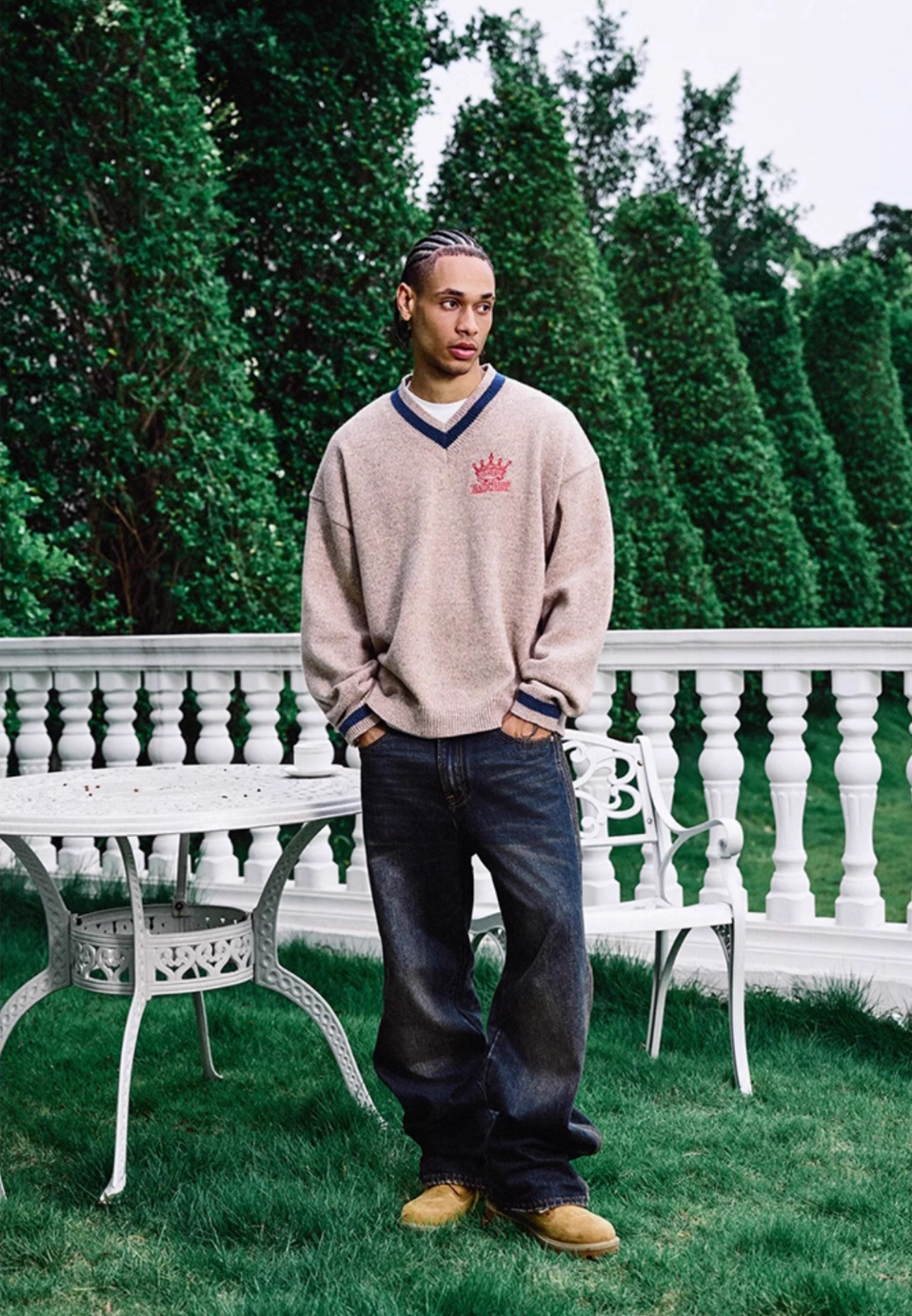 Remedy Embroidered V Neck Knit Sweater | Face 3 Face