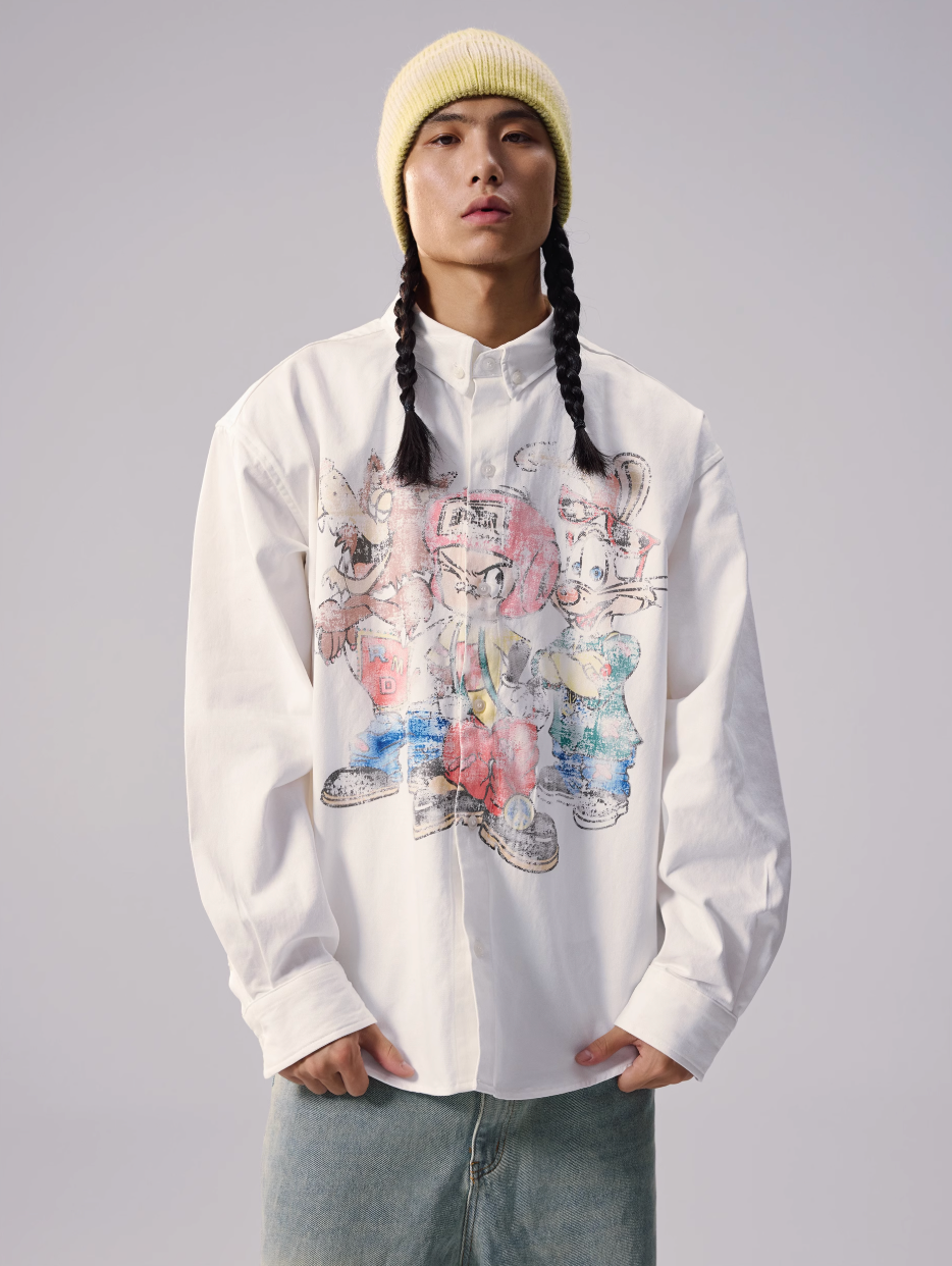 Remedy Cartoon Print Long Sleeve Shirt | Face 3 Face