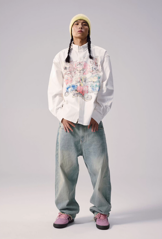 Remedy Cartoon Print Long Sleeve Shirt | Face 3 Face