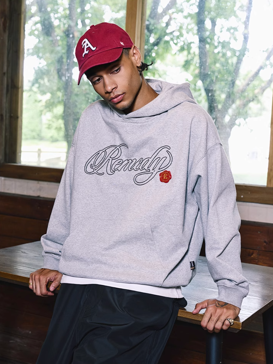 Remedy Metal Wax Seal 3D Logo Embroidered Hoodie | Face 3 Face