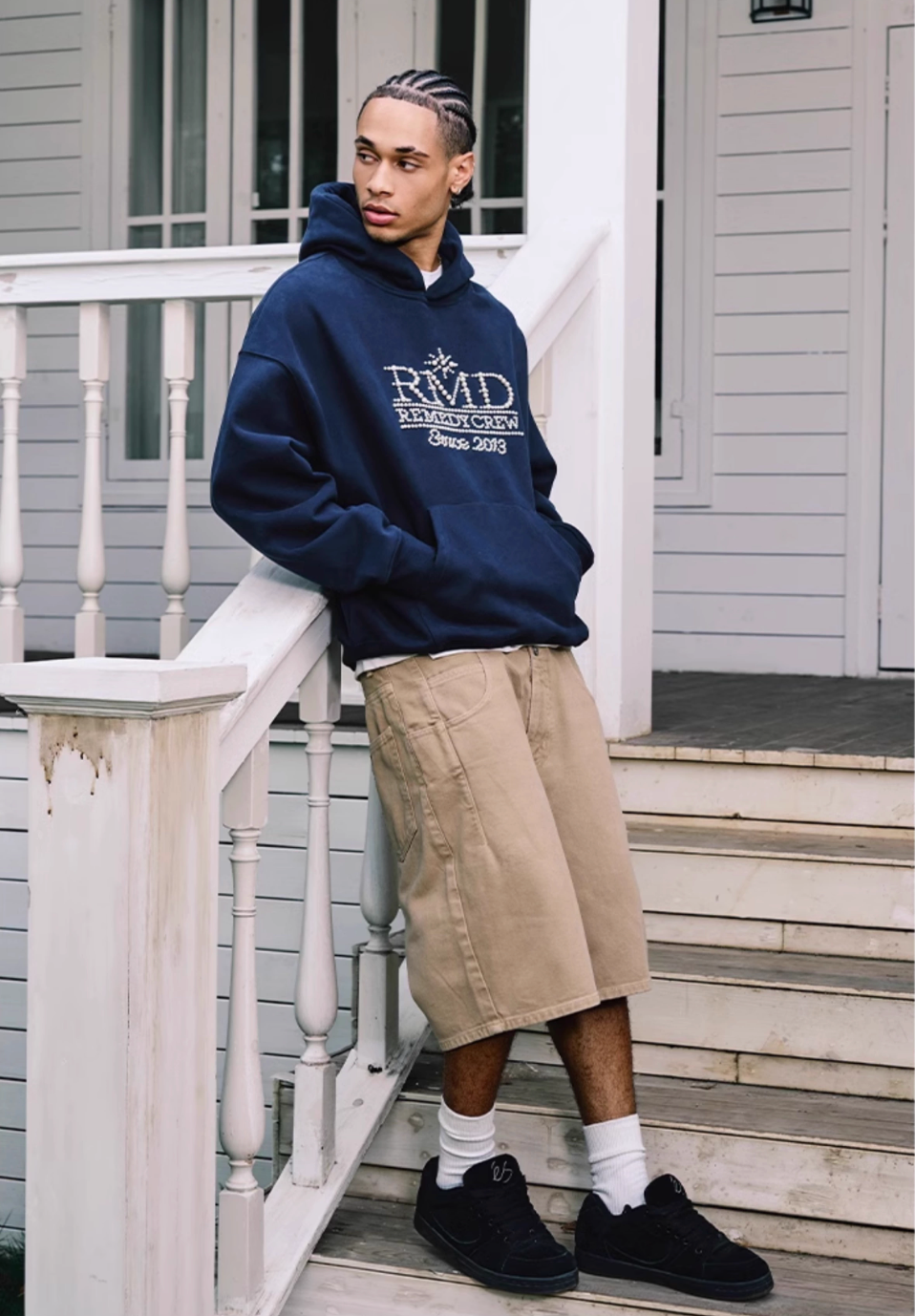 Remedy RMD Pearl Letter Embroidered Hoodie | Face 3 Face