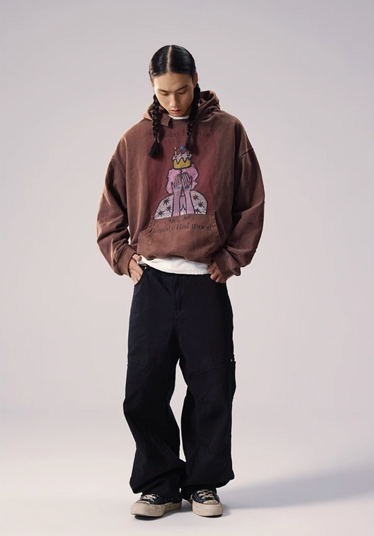 Remedy Washed Distressed Print Hoodie | Face 3 Face