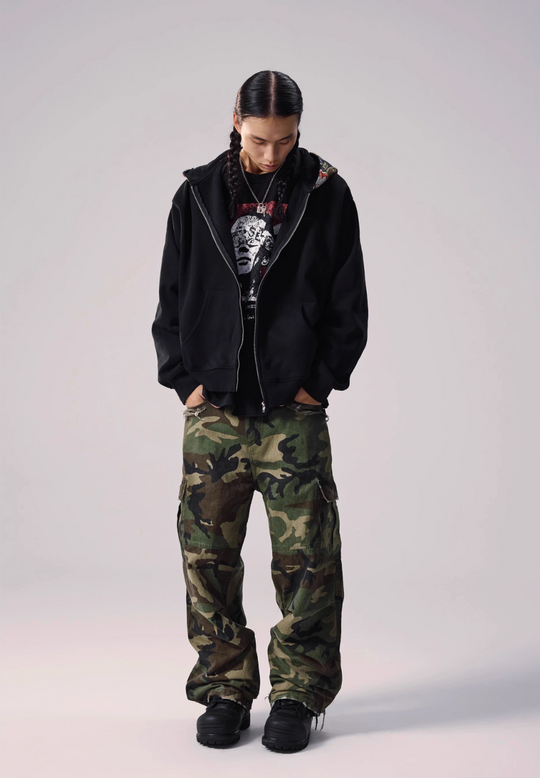 Remedy Badge Print Hood Zip Up Hoodie | Face 3 Face