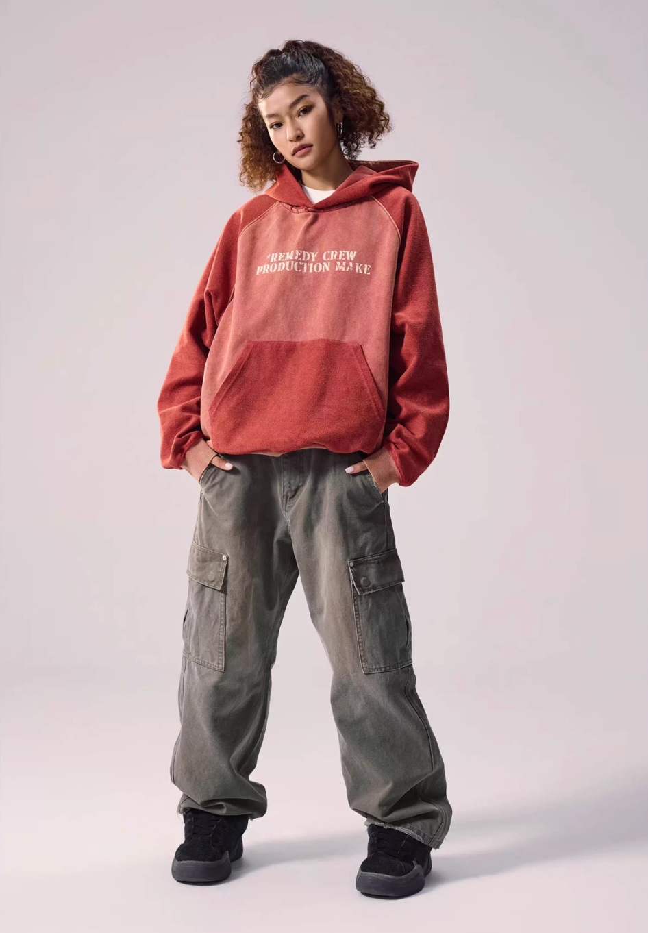 Remedy Washed Reversible Raglan Hoodie | Face 3 Face